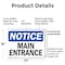 Signmission Main Entrance, 24 in W x Rectangle, Plastic OS-2PACK-NS-P-1824-L-14082 - alternate 3